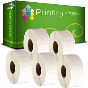 Printing Pleasure 5 x 11355 Multifunctionele Labels Vervanging voor Dymo LabelWriter & Seiko Labelprinters | 19mm x 51mm | 500 Etiketten per rol