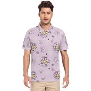 LI ZHI XIN Heren poloshirt met korte mouwen, werk-T-shirt, zomertop, klassieke kraag, sweatshirt met 2 knopen, voor golf, tennis, outdoor, sport, mooi bloemenpatroon, Meerkleurig, S