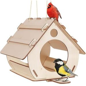 Diy houten vogelvoederhuisje, vogelhuis, buitenvogelvoeder, decoratief vogelhuisje, vogelnestkast, buitenvogelhuizen voor boom, vogelhuisjes voor achtertuinen, tuinen, kolibrievoeder
