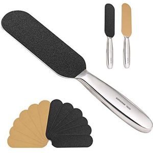 Professionele pedicure-voetvijl, grof/fijne dubbelzijdige en herbruikbare roestvrijstalen gebarsten huidlikdoorns eeltverwijderaar voeten rasp