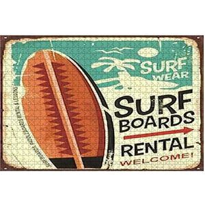 Puzzel 1000 Stuks Surfboards Rentals Retro Metalen Bord Ontwerp Op Oude Roest Achtergrond Puzzelsets Decompressie Puzzel Plezier Onmogelijke Puzzel Vrienden Puzzel Moeilijk