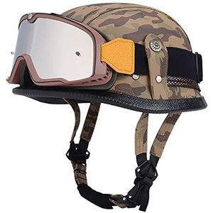 Motorhelm, ECE-certificering Vintage stijl Geschikt for mannen en vrouwen Cruiser Scooter Touring Helm E,XXXL = 63-65CM(E,XXXL=6365CM)