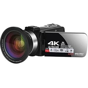 Vlogcamera, 4k ultra HD Video Camera Camcorder for Vlogging Video Camera Wifi Recorder Ingebouwde Licht 4 8MP 3.0 Inch 16x digitale camera's(128G SD card,Pink)