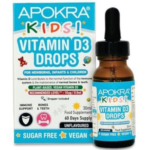Vitamin D Drops Baby & Kids - Vegan - 60 Days Supply - 30mL - Preservative Free and Sugar Free Kids Vitamins - VIT D 400IU in MCT Oil