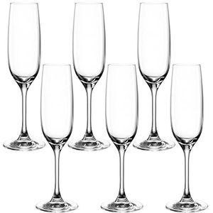 Leonardo Ciao+ 061445 Champagneglazen, 6-delige set, Prosecco-glazen met getrokken steel, vaatwasmachinebestendige champagnekelk, hoogte 22,5 cm, 190 ml