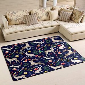 Vloerkleed 100 x 150 cm, haas konijn Sika herten loopvloer tapijt print kantoormatten pluche woonkamer tapijt, voor keuken, strand