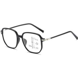 SHXSYN Modieuze progressieve multifocusleesbril, anti-blauw licht leesbril voor mensen van middelbare leeftijd en ouderen, afstandsleesbril, Zand Zwart Frame, 1.50