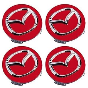 4 stuks auto wielnaafdoppen voor Mazda 2 3 6 MX-5 MX-30 CX-3 CX-8 56mm auto wielnaafdoppen vervangende naafdoppen wielnaafstickers A geel