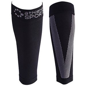 Atletec Sport Compressie Kalf Sleeve (20-30 mmHg) voor scheenspalken, hardlopen, reizen, fietsen, beenpijn en kalf pijn verlichting - maat groot/X-Large in zwart (één paar)
