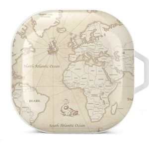 Vintage stijl Earth Map Oordopjes Hoesje Compatibel met Samsung Hard Shell Beschermhoes Wit-Stijl