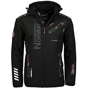 Geographical Norway Royaute Heren Distribrands Waterdichte softshelljas voor heren, ademende outdoorjas met capuchon, tactische winterbestendige windbreaker, Zwart_Zwart, M