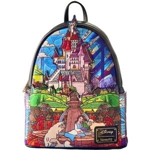 Loungefly Disney Princess Castle Series Belle Womens dubbele riem schoudertas portemonnee, één maat, veelkleurig, Meerkleurig, One Size, Disney Prinses Kasteel Serie Belle