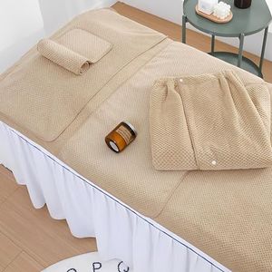 Massagebedhoesset, 5-delige Set Microvezel Beautybedhoes Met Gezichtsgat, Gewatteerde Katoenen Massagetafelhoes, Wasbaar For Beautybed En Tatoeagebed(Khaki)