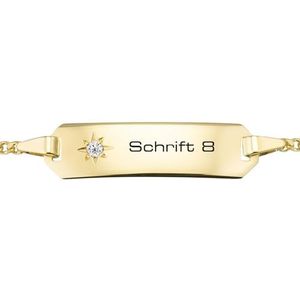 MATERIA by Matthias Wagner Gravure armband goud 333 met zirkonia ster voor meisjes 12-14 cm, Geel goud geelgoud zirkonia