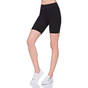 SOFTSAIL Dames 1/2 katoenrijke legging I effen fietsbroek voor vrouwen UK over de knie lengte korte legging I ademende elastische comfortabele sport casual overknee fietsbroek I maten 8-28 UK, Zwart,