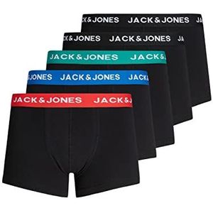 Heren Jack & Jones-set van 5 stuks Trunks Boxershorts Stretch Onderbroek Basic Jersey Ondergoed, Colour:Black-3, Size:M