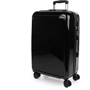 ITACA - Middelgrote Koffer. Suitcase - Medium Trolley Reiskoffer van ITACA. Lichtgewicht Polycarbonaat Harde Schaal 4 Wielen Cijferslot 702660, Zwart