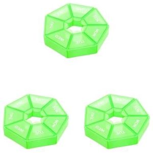 3 Set van 2 7 dagen pillendoosje plastic 7 roosters opslag dagelijkse pillen dispenser organisatie container doos accessoires groen