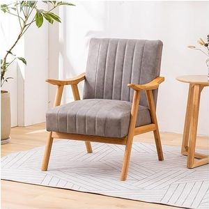 FZDZ Massief houten frame, tech-stoffen loungestoel, slaapkamer, woonkamer, fauteuil, comfortabele gestoffeerde enkele bankstoel (D)