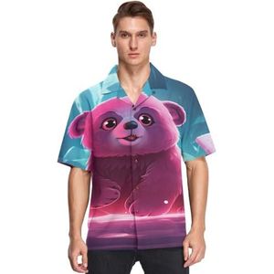 KAAVIYO Roze Licht Cool Art Otter Shirts voor Mannen Korte Mouw Button Down Hawaiiaanse Shirt voor Zomer Strand, Patroon, XL