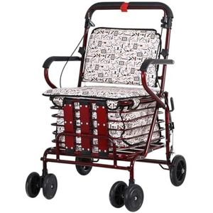 Winkelwagen Boodschappentrolley Trolley Walker Met Zitting En Wielen Opvouwbare Boodschappenwagen Ouderen Rollator Draagbaar Lichtgewicht Wandelen Winkeltrolleys Boodschappenwagen Winkelwagentje(B)