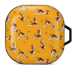 Grappige cartoon hond oordopjes hoesje compatibel met Samsung hard shell beschermhoes zwart-stijl