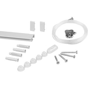 STAS Schilderijrail - Ophangsysteem Schilderijen / Fotolijsten / Poster – Ophangrails - cliprail + perlonkoord 150cm + zipper ophanghaak