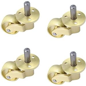 Zware wielen 4x klein zwenkwiel met schroefdraad, universeel meubelwiel, 360 graden rotatie messing wielen, antieke zwenkwiel for kofferbak kast bank trolley bed, met schroeven, goud (25 mm/1 inch) (