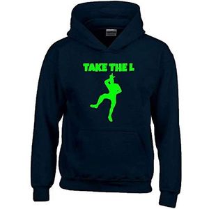 TAKE The L Hoodie sweatshirt met capuchon maat 116 128 140 152 164 cm, zwart-groen, 128