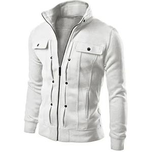 Waterdichte actieve herenjas, outdoor sportjas, casual winddichte herenjas, lichtgewicht laag, herenjas, comfortabele ademende pasvorm(White_4XL)