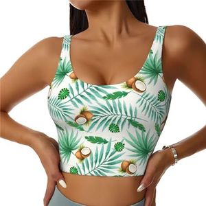 Zomer Kokosboom Print Casual Wear Vrouwen Sport Vest Yoga Vest Workout Vest Voor Vrouwen Lichtgewicht Trendy, Zwart, S