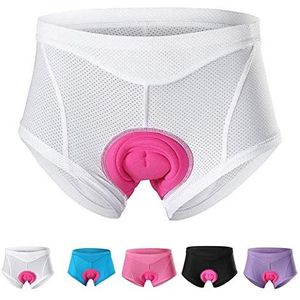 Gevoerde fietsbroek,Dames 3D gevoerde gel-fietsbroek Wielrenbroekjes Ademend ondergoed Sneldrogend MTB Bergen Fietsbroek Racefiets Fietsbroek Fietsbroek Fietskleding (Color : White, Size : S)