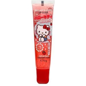 Hello Kitty Lip Gloss Tube - Voor stralende lippen met aardbeiengeur - Klassieke tube - Hydraterende lipgloss, langhoudende lipgloss-12gr