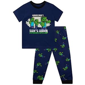 Minecraft Jongens Minecraft Pyjama Gaming Korte Mouw Pyjama Set Voor Kinderen Blauw 134