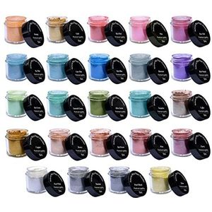 24 kleuren natuurlijke micapoeder voor epoxyhars, 0,35 oz/10 g x 24 fles glitter hars pigment, zeep kleurstof poeder kleurstof voor kaars/zeep maken, badbommen, nail art, wax smelt maken