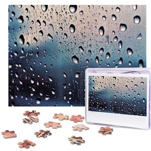 Regendruppels op glazen puzzels, gepersonaliseerde puzzel, 500 stukjes, legpuzzels uit foto's, fotopuzzel voor volwassenen, familie (51,8 cm x 38 cm)