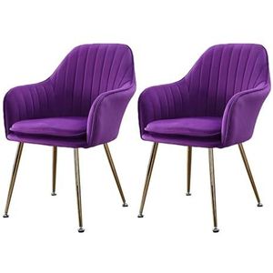 Maaltijd Stoelen Moderne keukenstoel, moderne fluwelen eetkamerstoel met gouden poten, loungestoelset van 2, fauteuil for woonkamer, eetkamer, slaapkamer, ontvangstruimte(Purple)