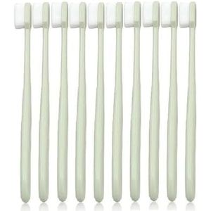 Miljoen tandenborstel Ultrafijne zachte tandenborstel Antibacterieel Bescherm de gezondheid Reizen Draagbare tandenborstel Mondhygiëne Gereedschappen (Color : PT-green 10 PCS)