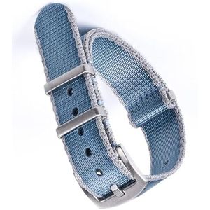 dayeer Veiligheidsgordel Nylon NAVO-horlogeband voor JB 007 militaire horlogebandaccessoires (Color : Light Blue Grey Edge, Size : 20mm)