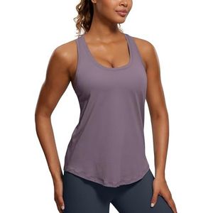 CRZ YOGA Vrouwen Sport Tanktop Racerback Fitness Gym Top Katoenen Tops Los Ademend Mouwloos Tops paars grijs M