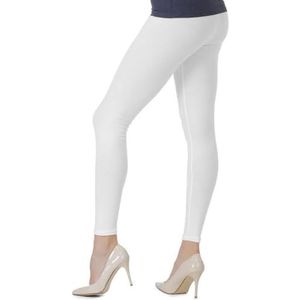 BeLady Dameslegging van katoen G. S-8XL/36-56, ondoorzichtige leggings, broek, elastische leggings, zachte sportbroek voor sport, gym, wit, 44