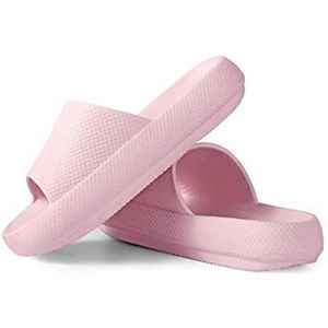 Dames Zomer Slippers Universele sneldrogend verdikte antislip sandalen dikke zool huis slippers badkamer schoenen zomer strand sandaal slipper Sloffen (Color : Pink, Size : 42-43(270mm))