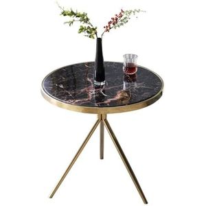 JLVAWIN Salontafel Marmeren Salontafel/Bijzettafel voor Woonkamer Opslag, Goud Metalen Smeedijzeren Frame, Hoge 59cm Nachtkastjes (Maat: 60x60x59cm)