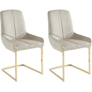 Vente-unique - Set van 2 stoelen in fluweel en goudkleurig metaal - Beige - BERLONA