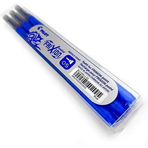 Frixion Punt - Ultra Fine Erasable Rollerball - 0.5mm Naaldpunt - Pack van 3 Vullingen - Blauwe Inkt