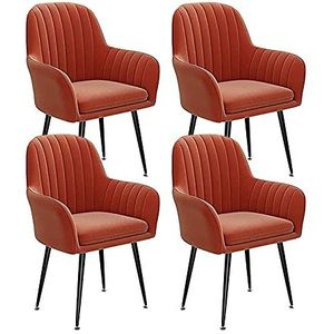 GEIRONV Flanel eetkamer stoelen set van 4, woonkamer slaapkamer balkon receptie stoelen appartement fauteuil 47 × 44 × 80cm Eetstoelen (Color : Red, Size : Black feet)