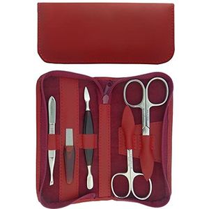Tenartis 5-delige lederen Manicure Set met rits - Made in Italy Burgundy Nappa