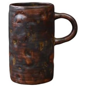 QINYUML Handgemaakte vintage keramische koffiemok met handvat, 340 ml, aardewerk theekop voor kantoor en thuis, magnetron- en vaatwasmachinebestendig voor verjaardag Vaderdag, Kerstmis, Moederdag
