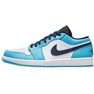 Nike Heren Air Jordan 1 Low UNC, wit/donker poederblauw/obsidiaan, 12, Wit/Dk Poeder Blauw-Obsidiaan, 46 EU