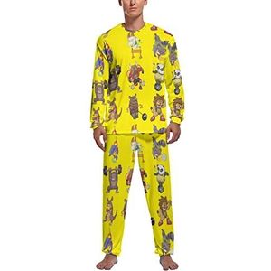 Heren pyjama bodems broek zachte elastische tailleband nachtkleding pyjama lounge broek katoen elastische taille nachtkleding broek (Color : Blue Check, Size : Large